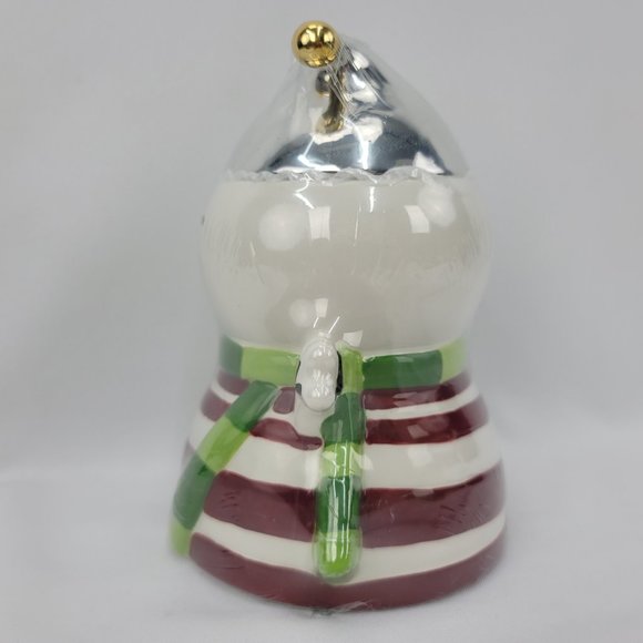 New Santaland Metallic Accent Cute Christmas Snowman 8" Small Cookie Candy Jar - Picture 6 of 7